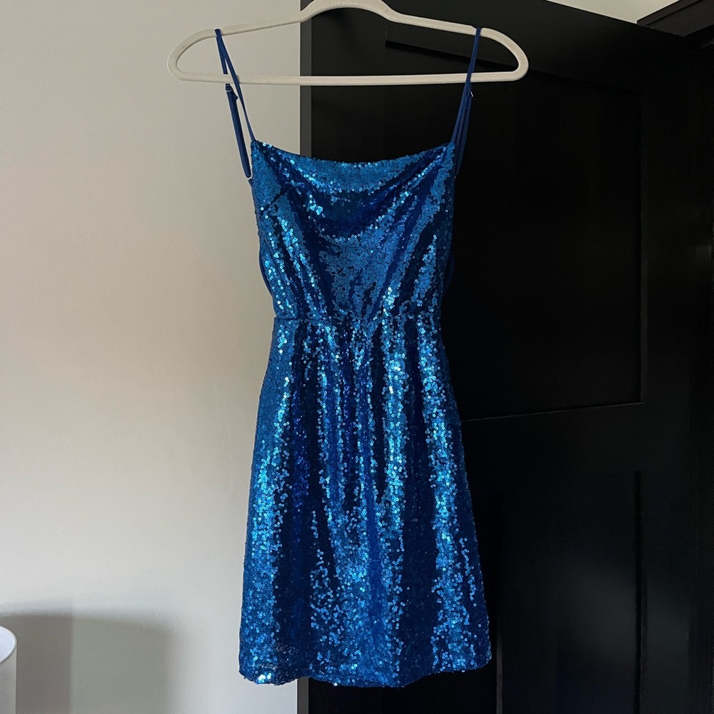 Lucy and the sky dark blue sequence dress size small
